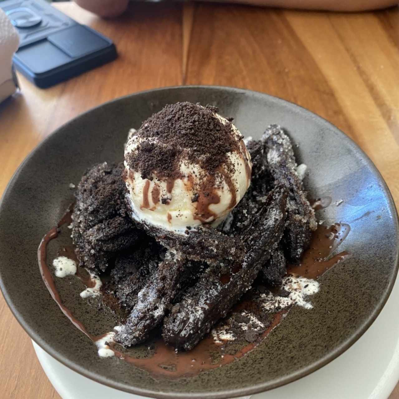Churros de oreo con helado