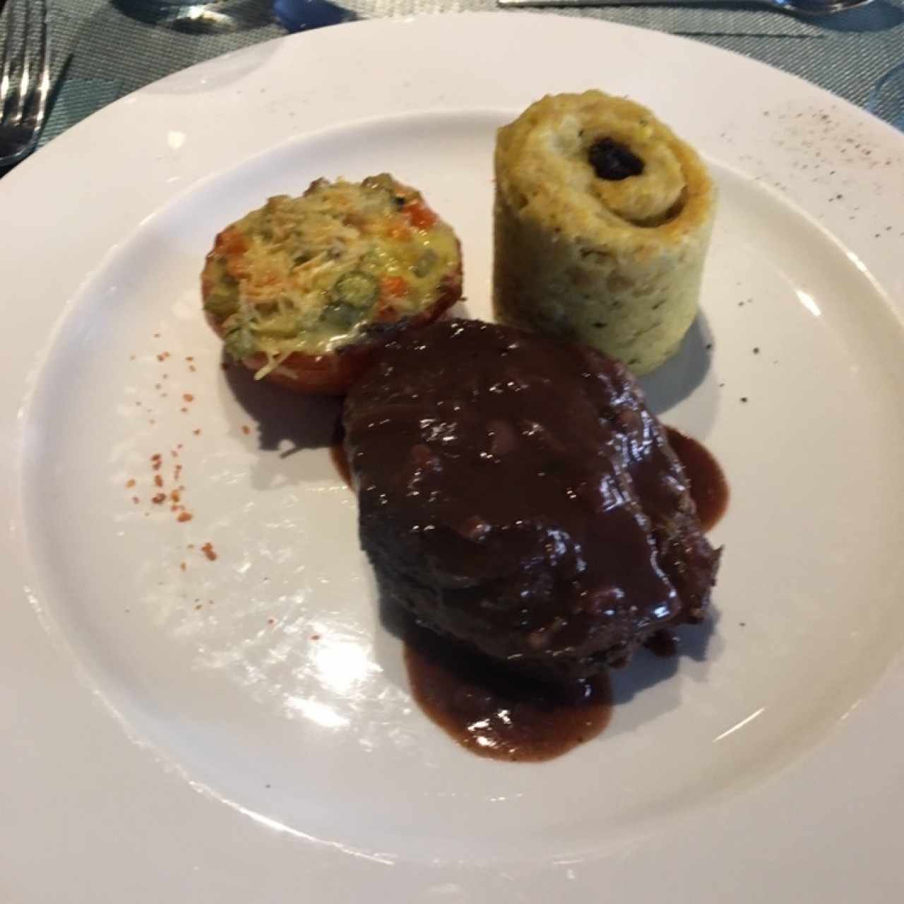 Filet Mignon con puré de plátano