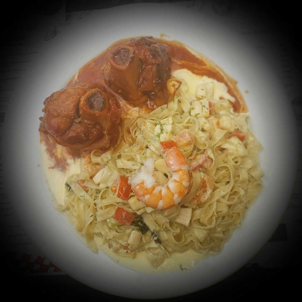 Tallarines a la Marinera con Ossobuco 