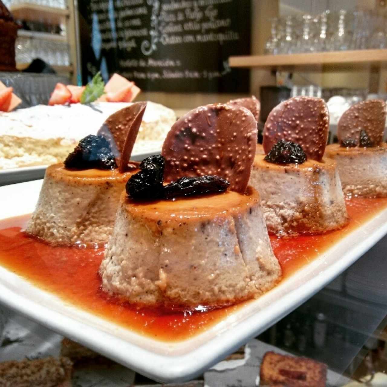 flan de ron con pasas