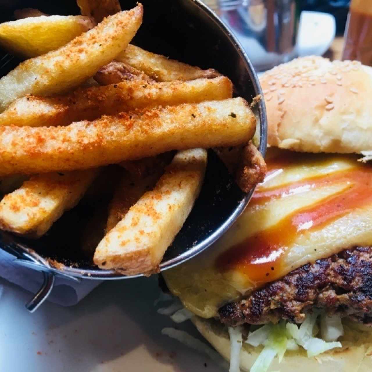 Burger with cheddar cheese