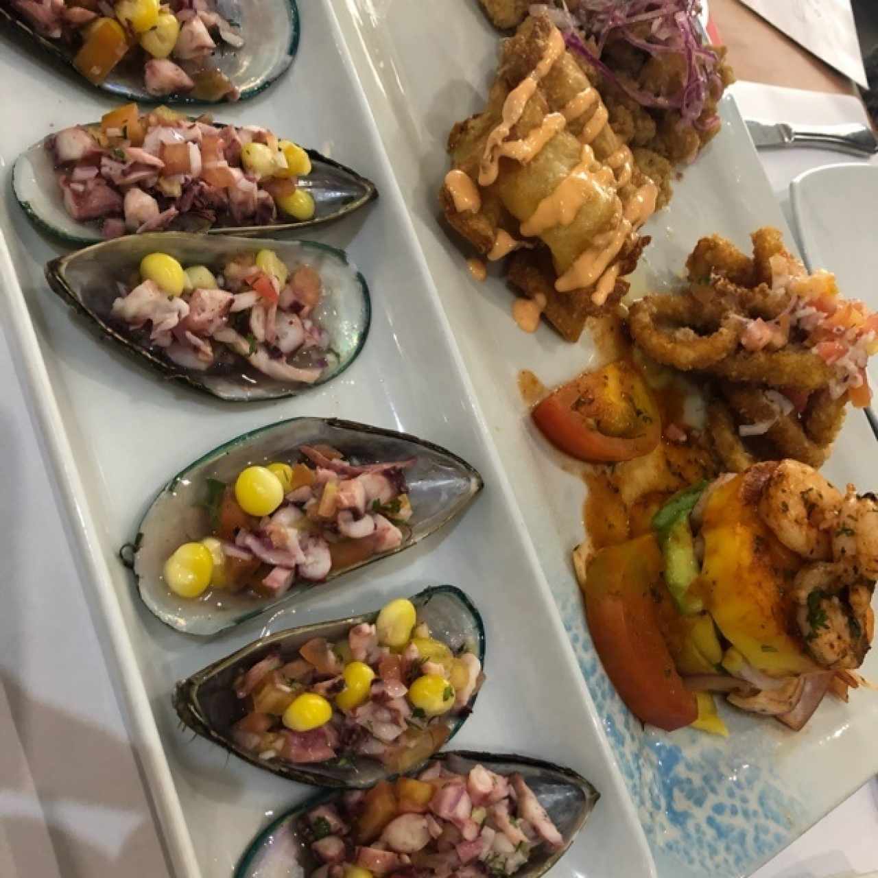 pulpo y trio de entadas calientes