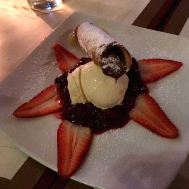 Postre de nutella y frutos rojos