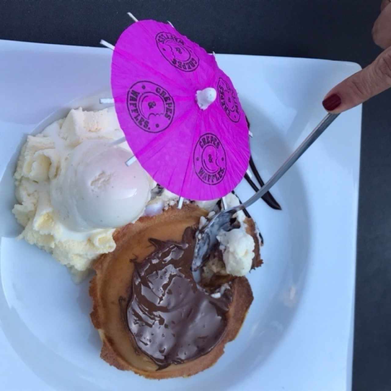 mini waffle de nutella