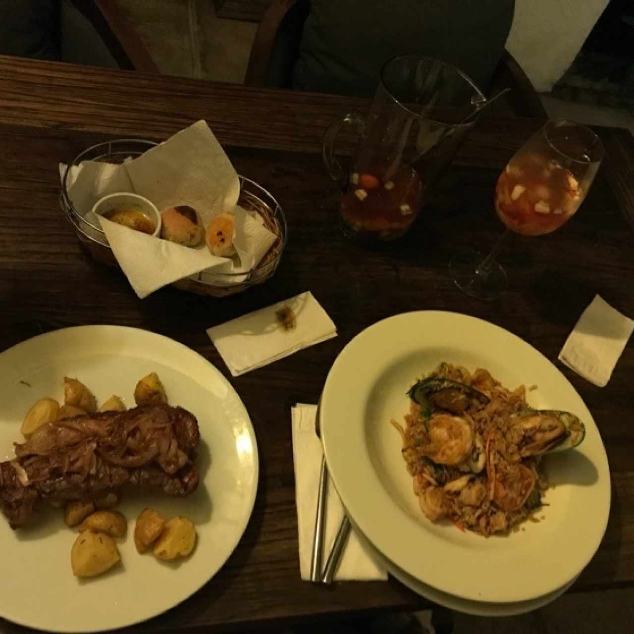 lomo entrecut y arroz mediterraneo 