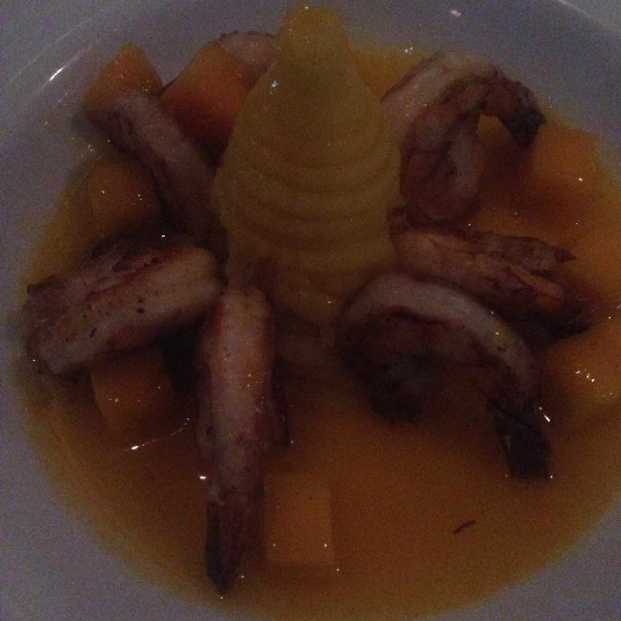 langostinos en maracuya
