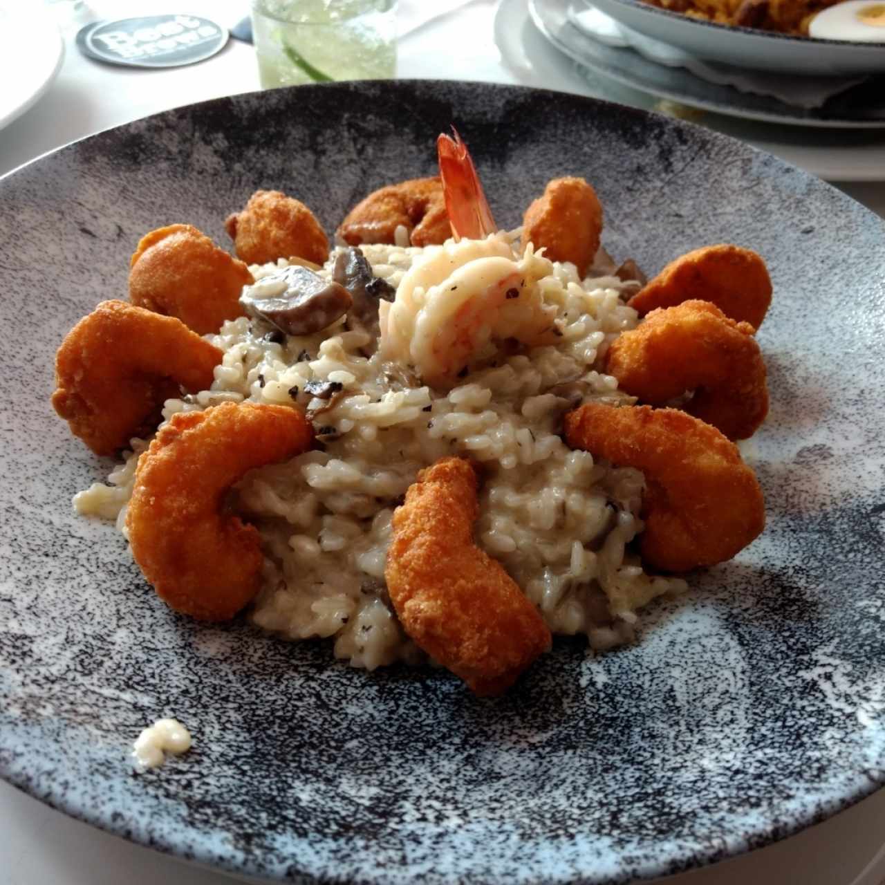Risotto con langostinos y camarones