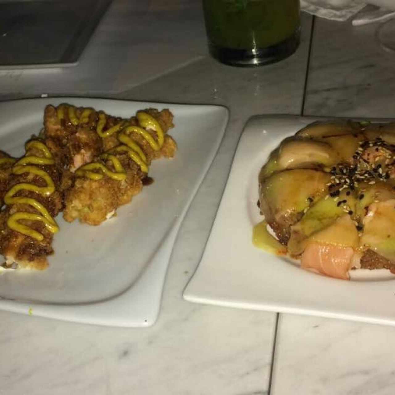 roll coco thai y mini pizza de salmon