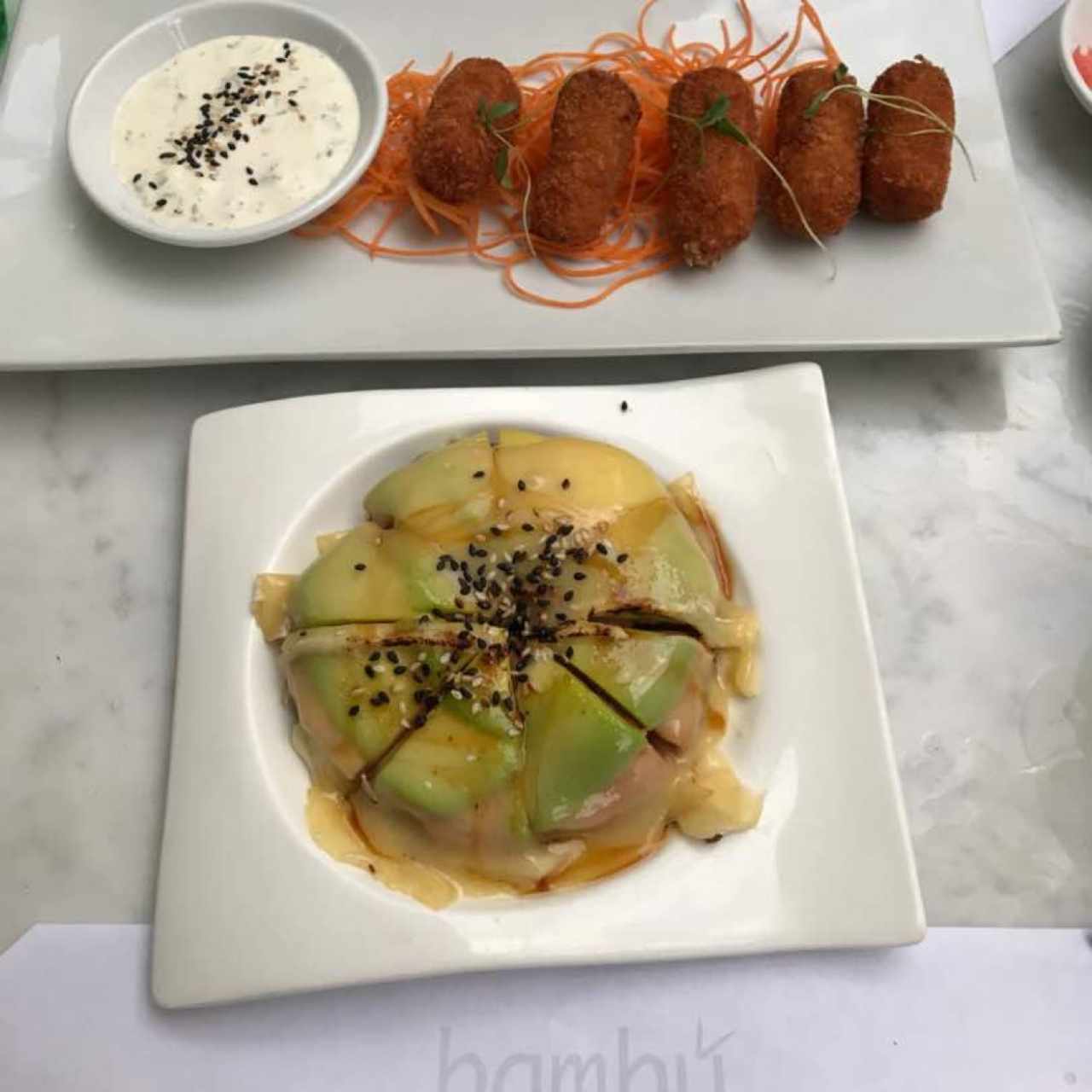 croquetas sake y sushi pizza 😍