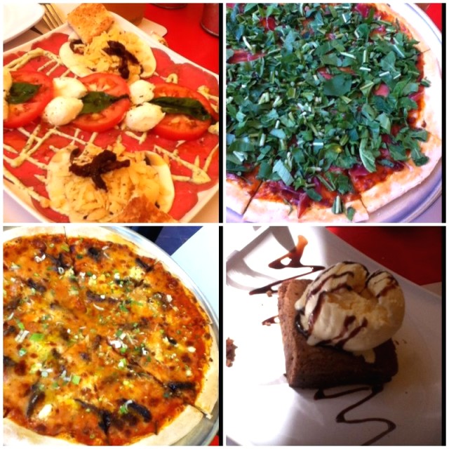 Menú entrada-pizza-postre