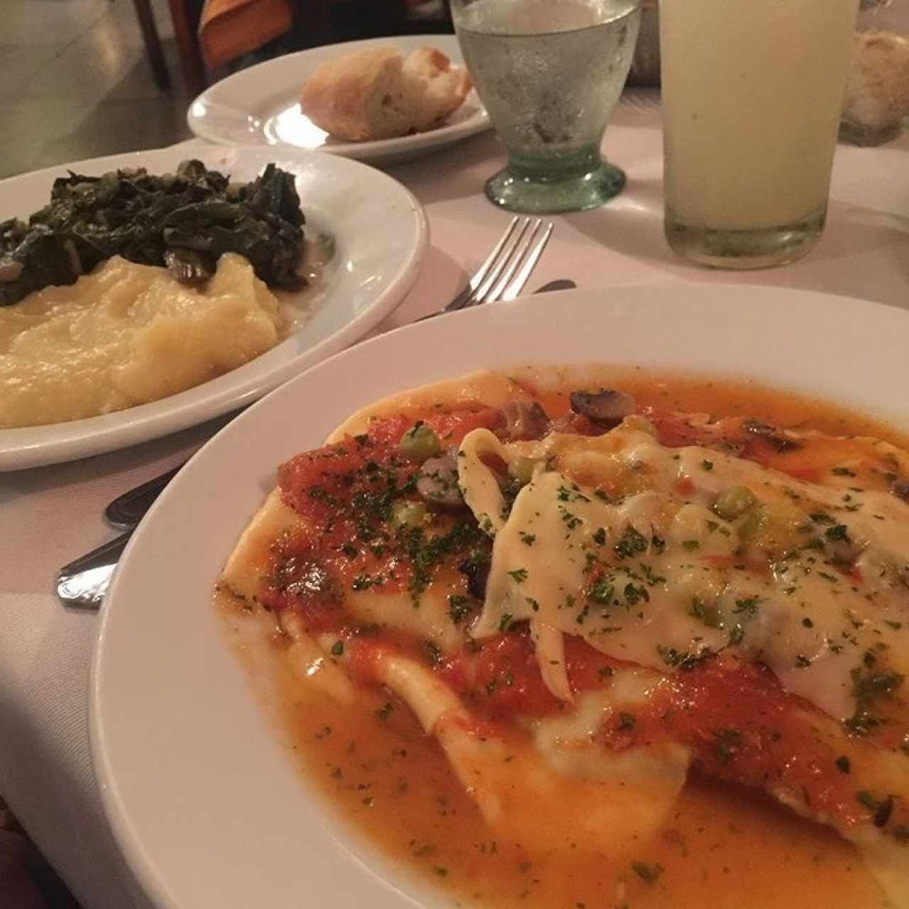 pollo a la parmesana acelgas y pure 