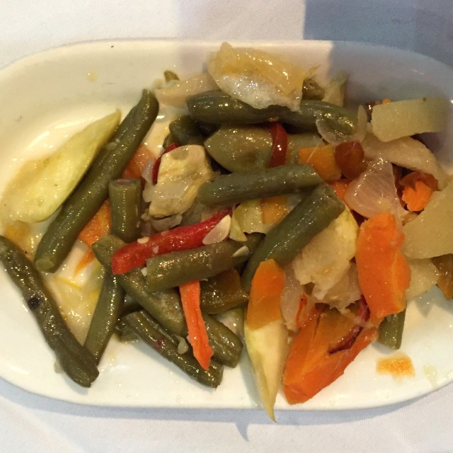 Vegetales mixtos como acompañante. 
