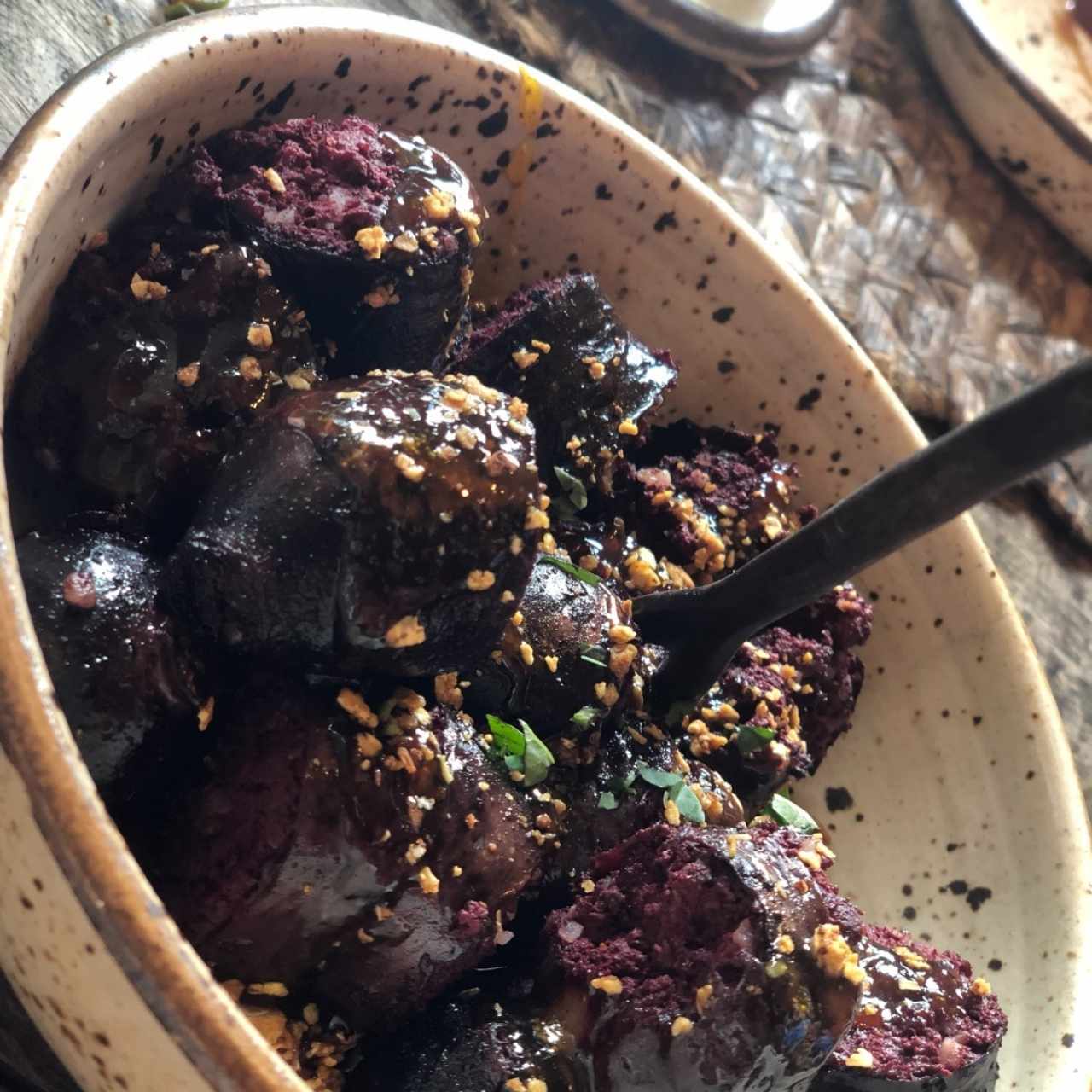 morcilla con reduccion de parchita