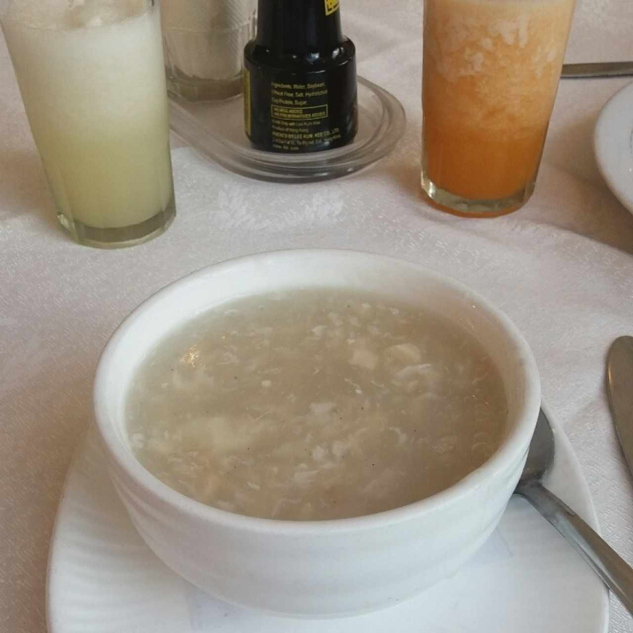 Crema de pollo y camarones 