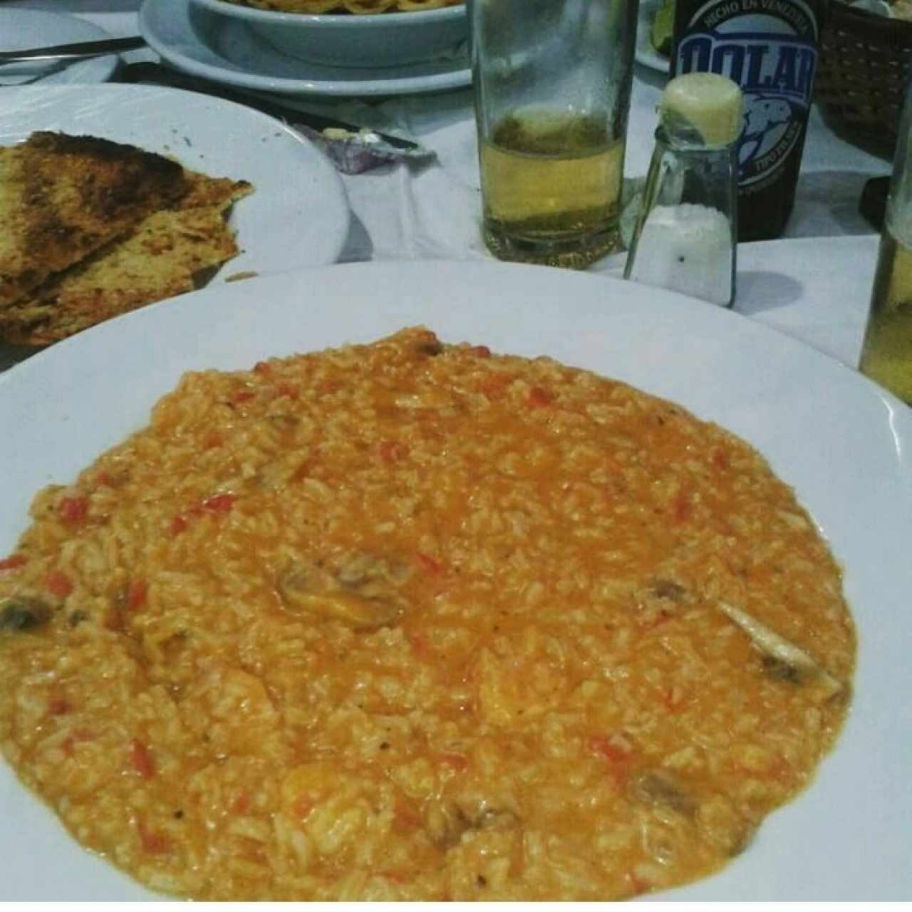 risoto con camarones y champiñones