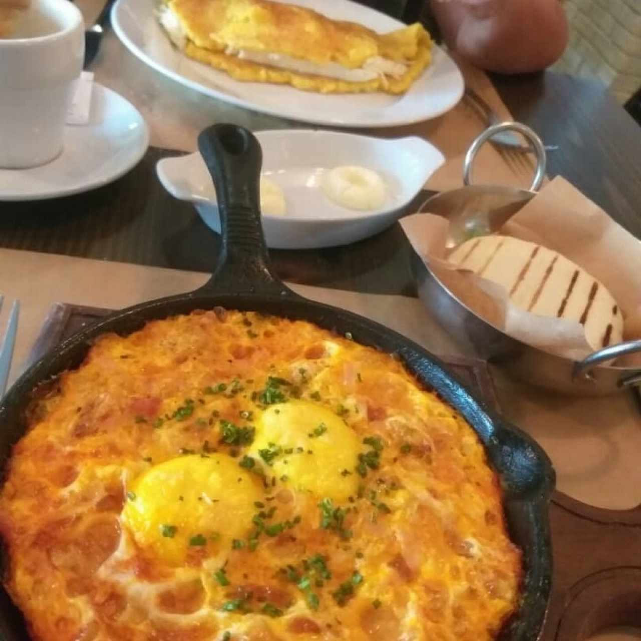 Cachapa y huevo al sarten