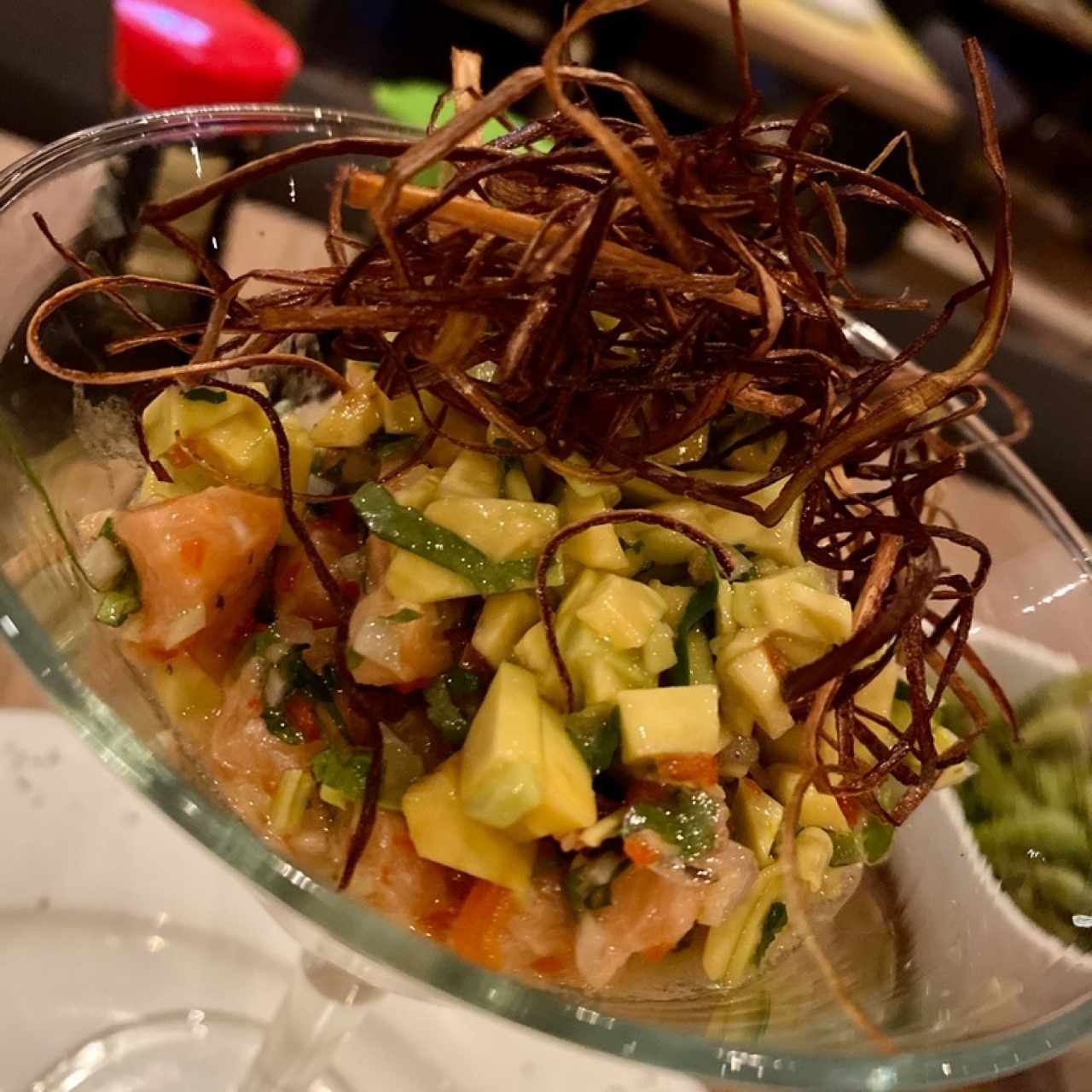 Tartar de salmon (para mi era ceviche) 