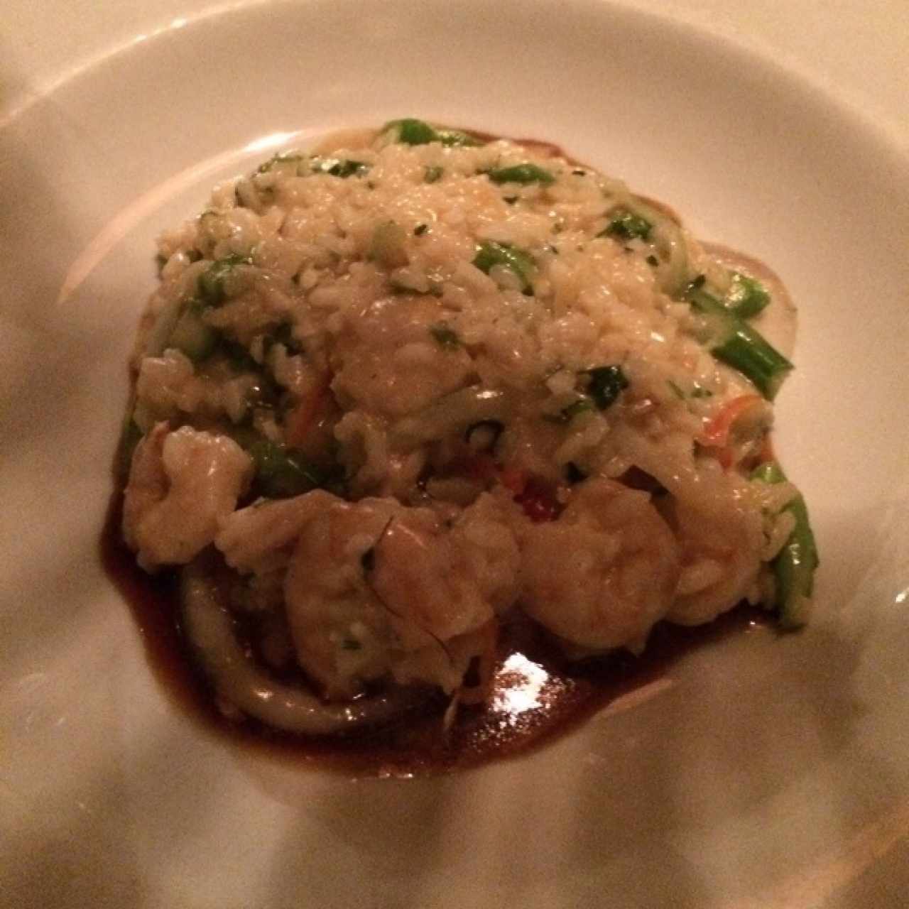 Risotto se Camarones y resucción de Naranja