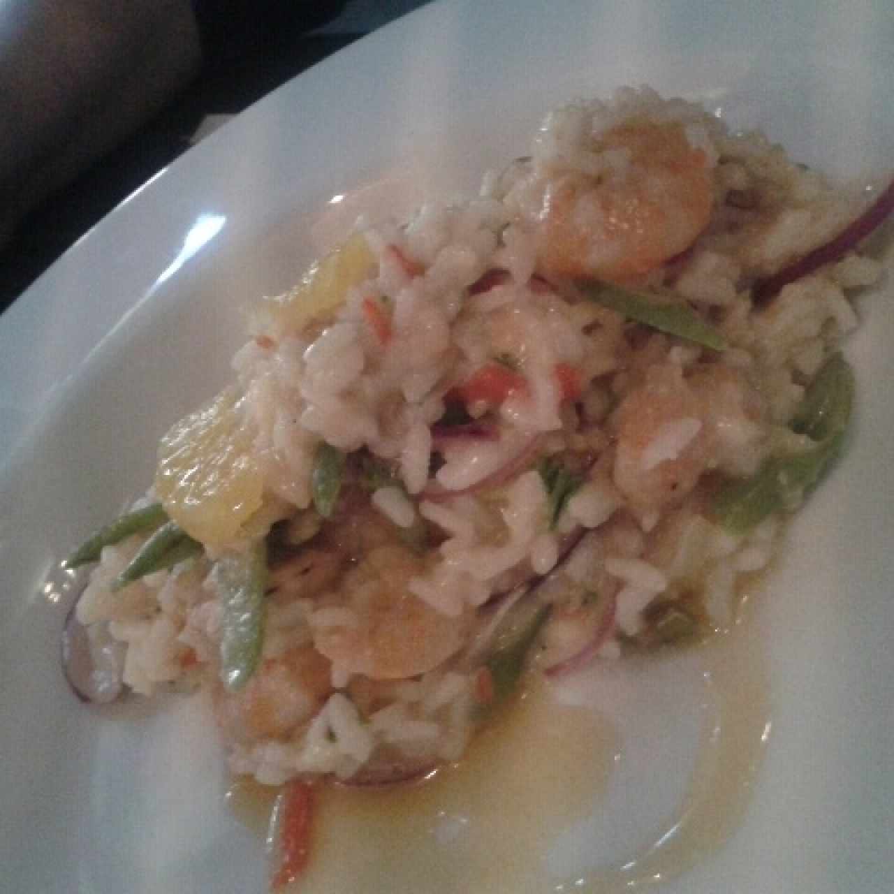 Risotto de camarones y naranja 