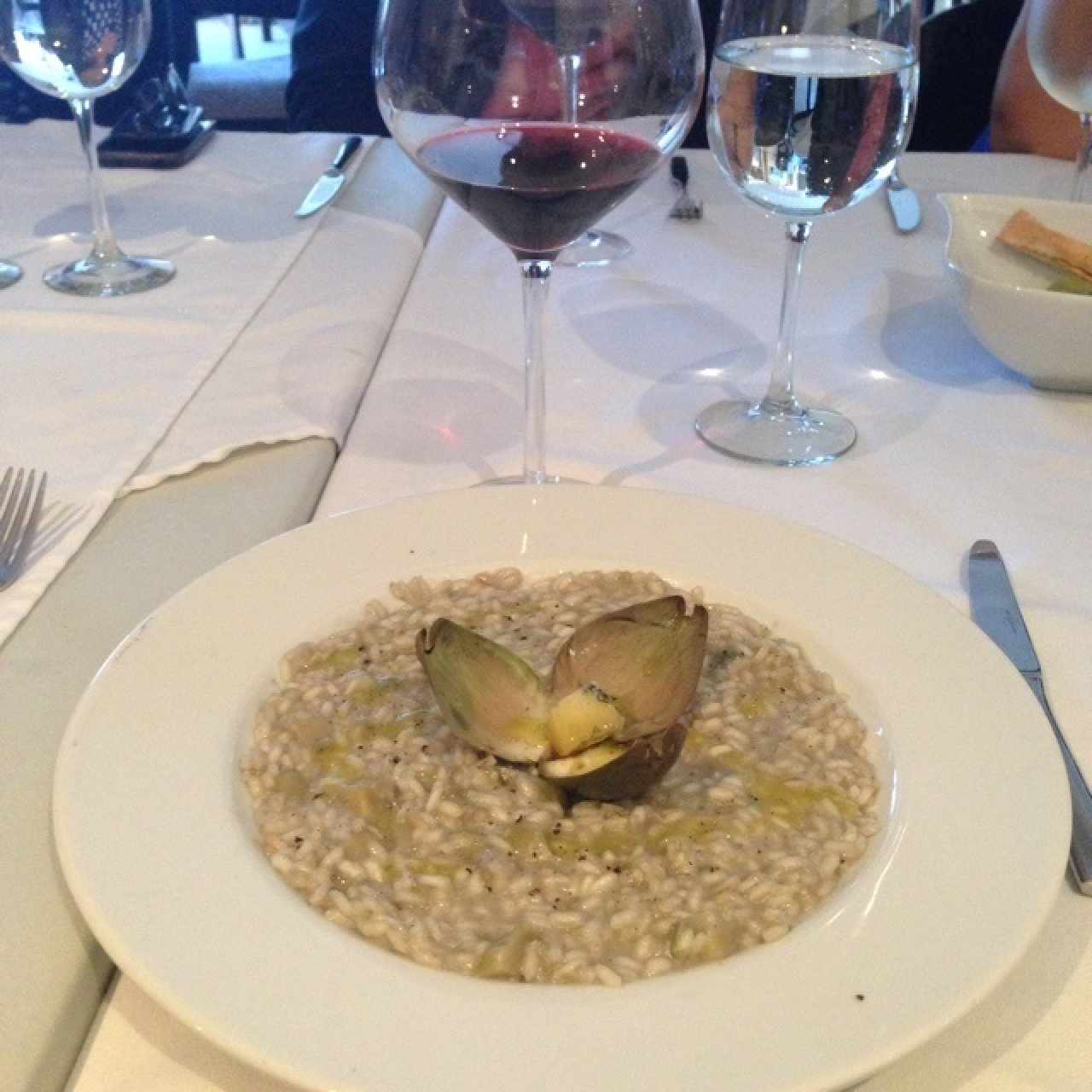 Risotto con alcachofa y queso azul 