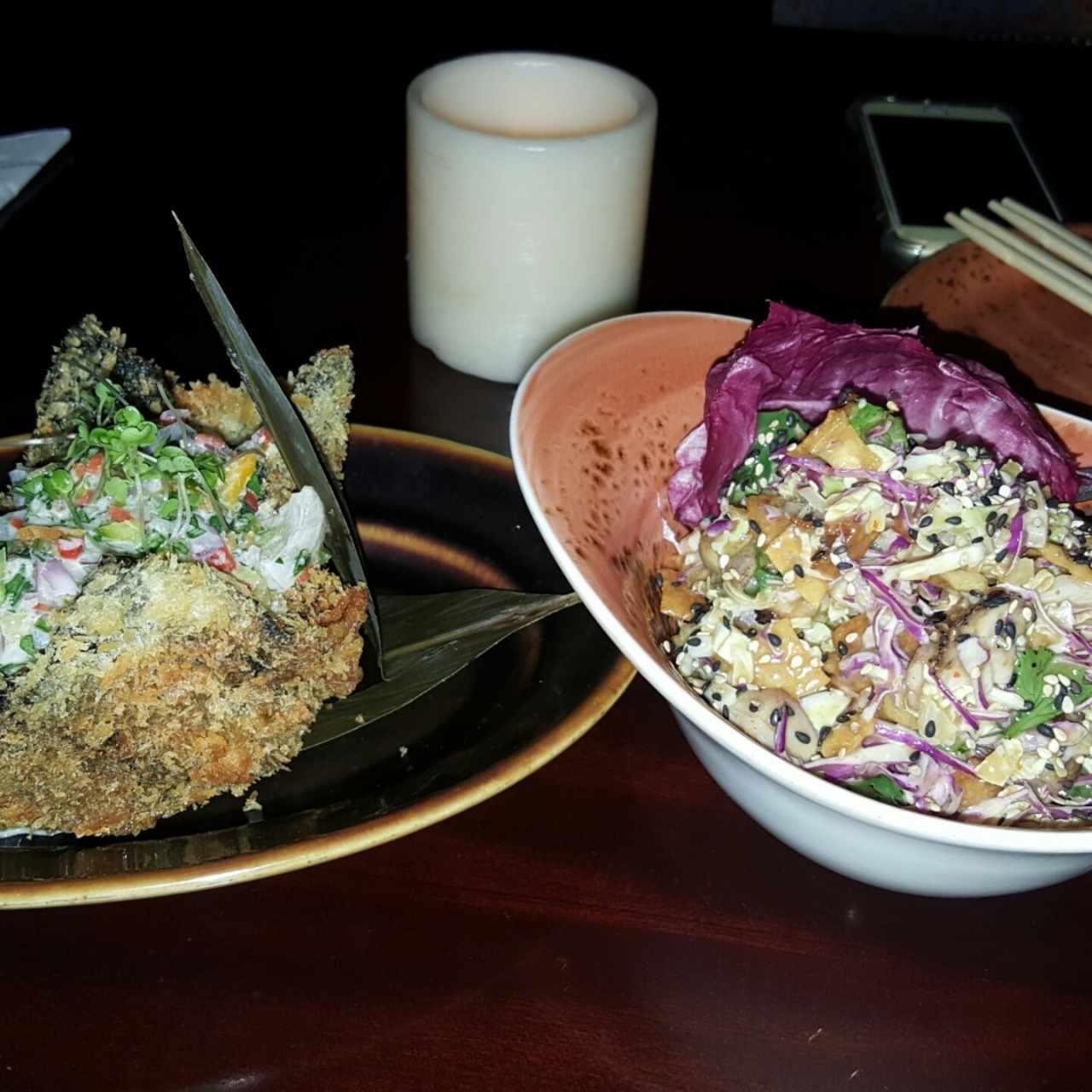 ensalada de pollo buddha bar y ceviche sensation