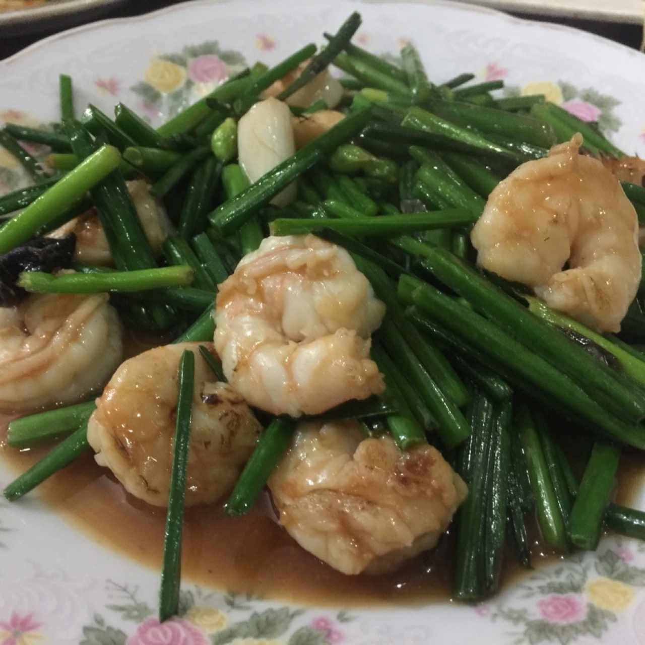 Flores de Ajo con camarones