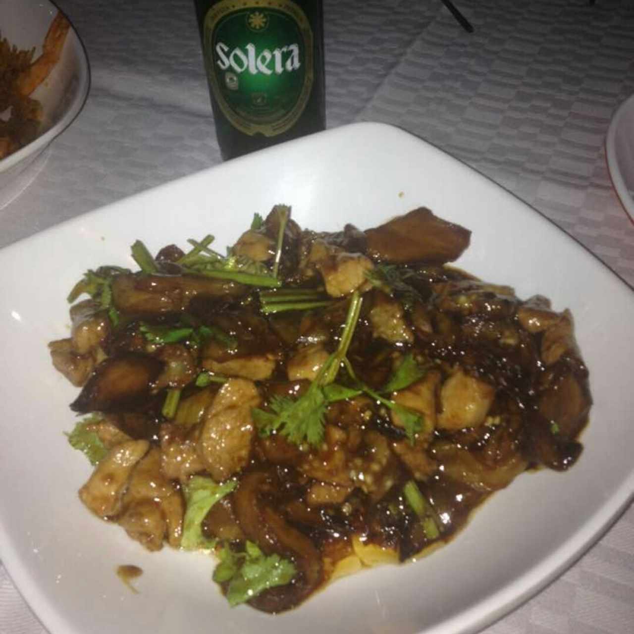 Berenjenas al Ajo y Cilantro, con Cerdo, Espectacular, lo mejor del Dia