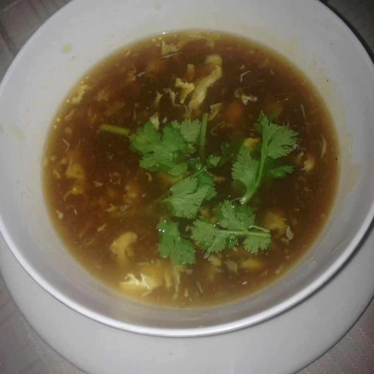 Sopa Agrio-Picante con Camarones, Buena, pero hoy un poquito àcida 