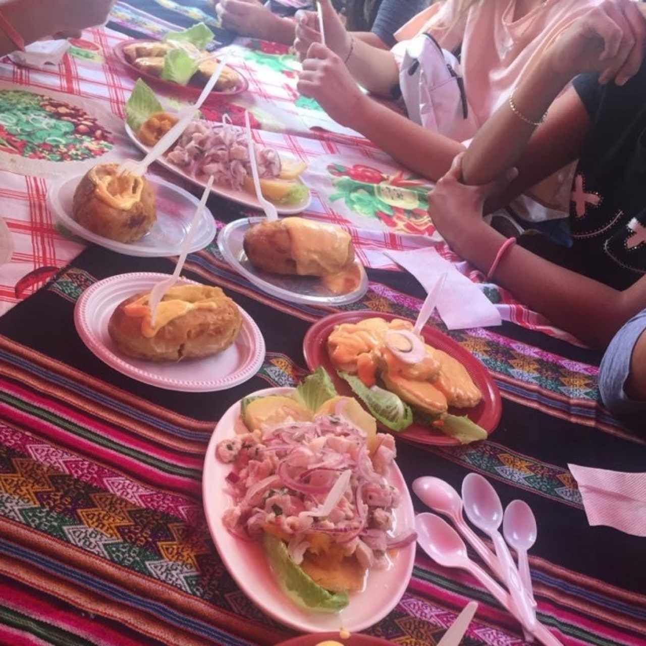 ceviche, causa y papa rellena