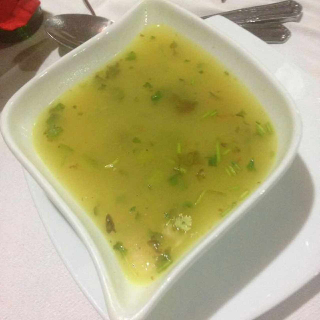 Consome de Pescado, muy bueno, un poquito salado para mi gusto, pero bueno