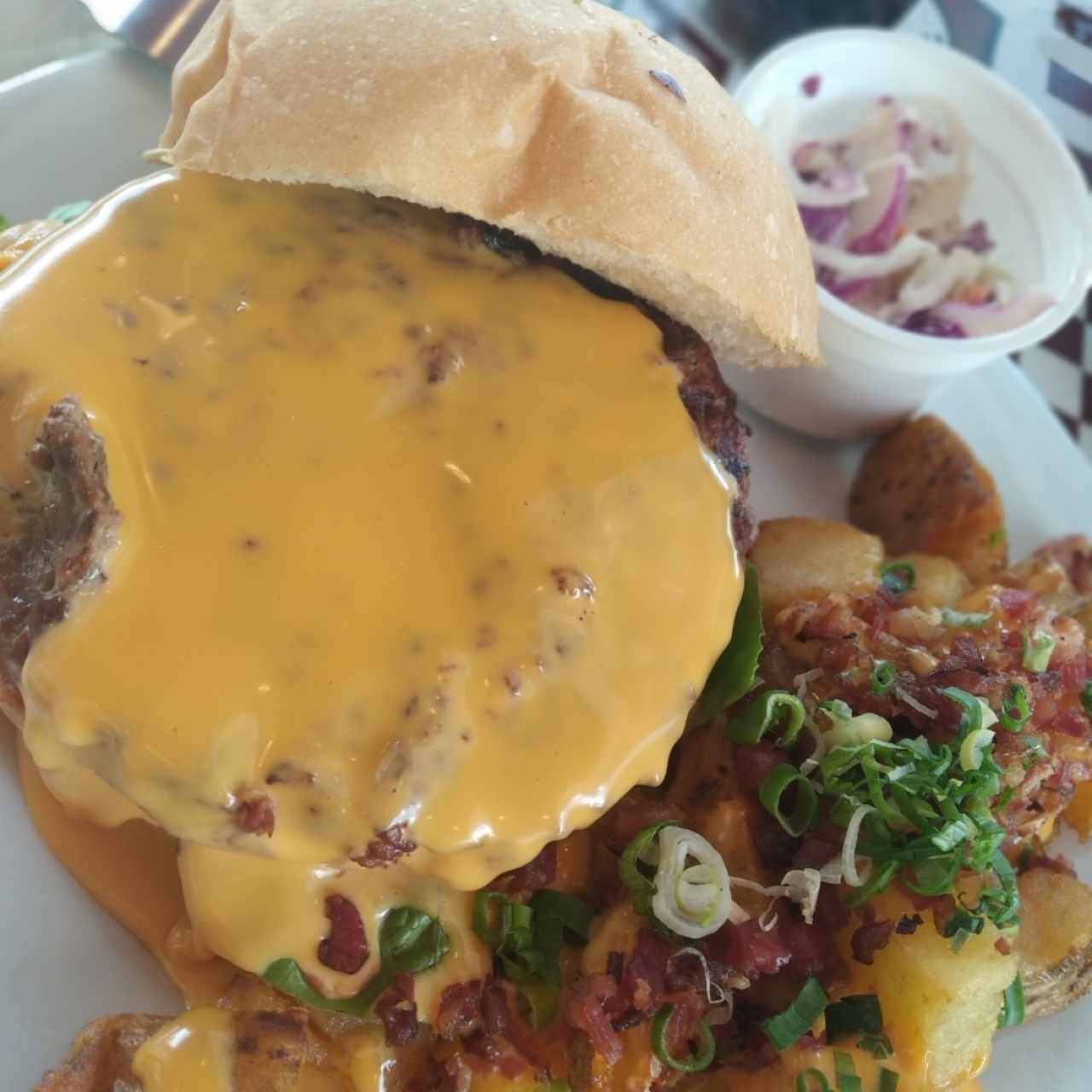 Cheese Burguer & Papas Sunshine