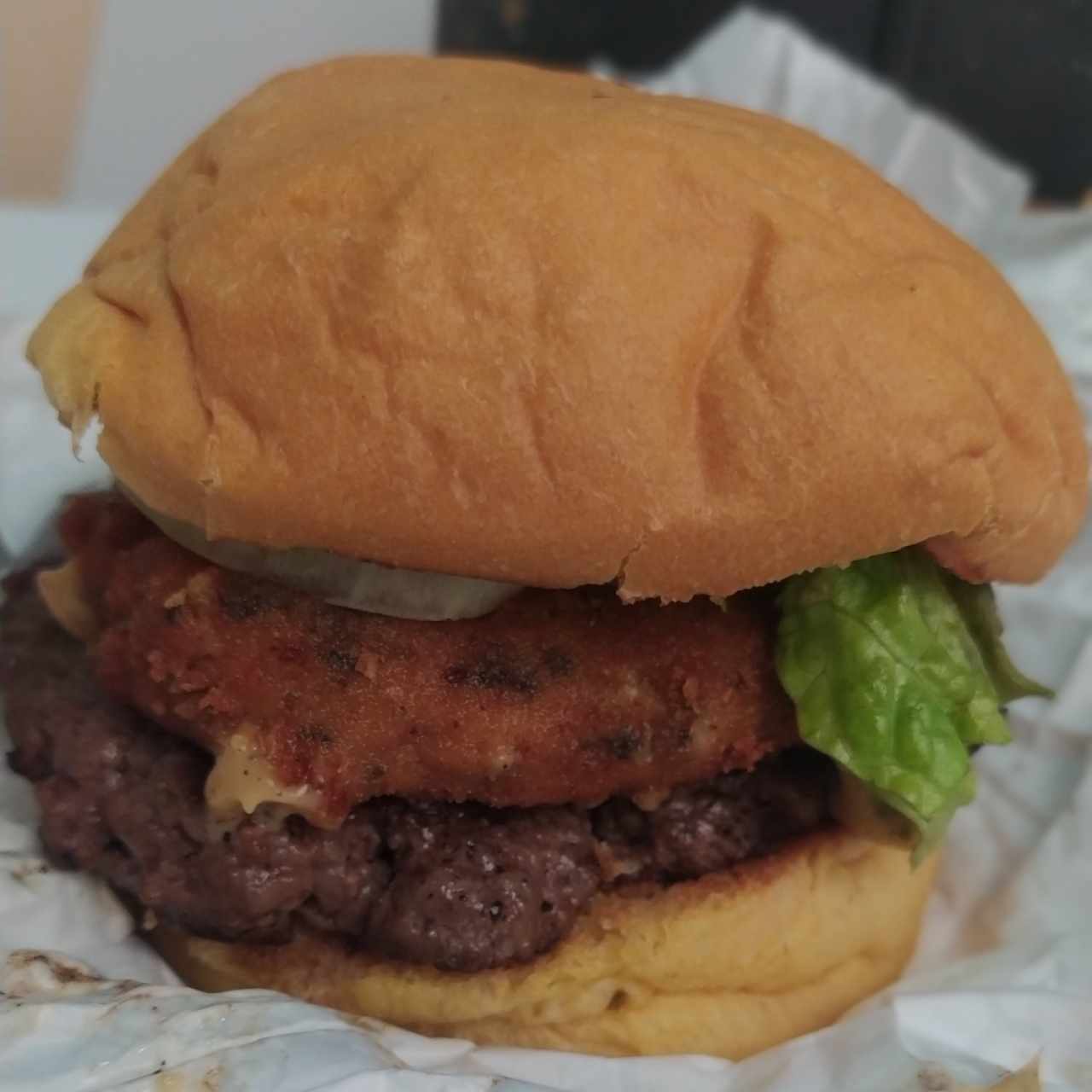 Hamburguesa Shack con Patty Shack de queso cheddar y portobello.