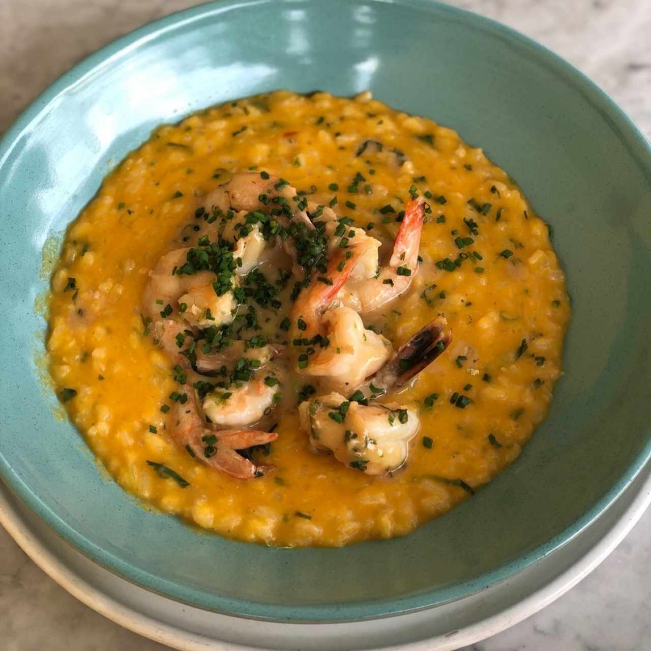 Risotto de Auyama con Langostinos