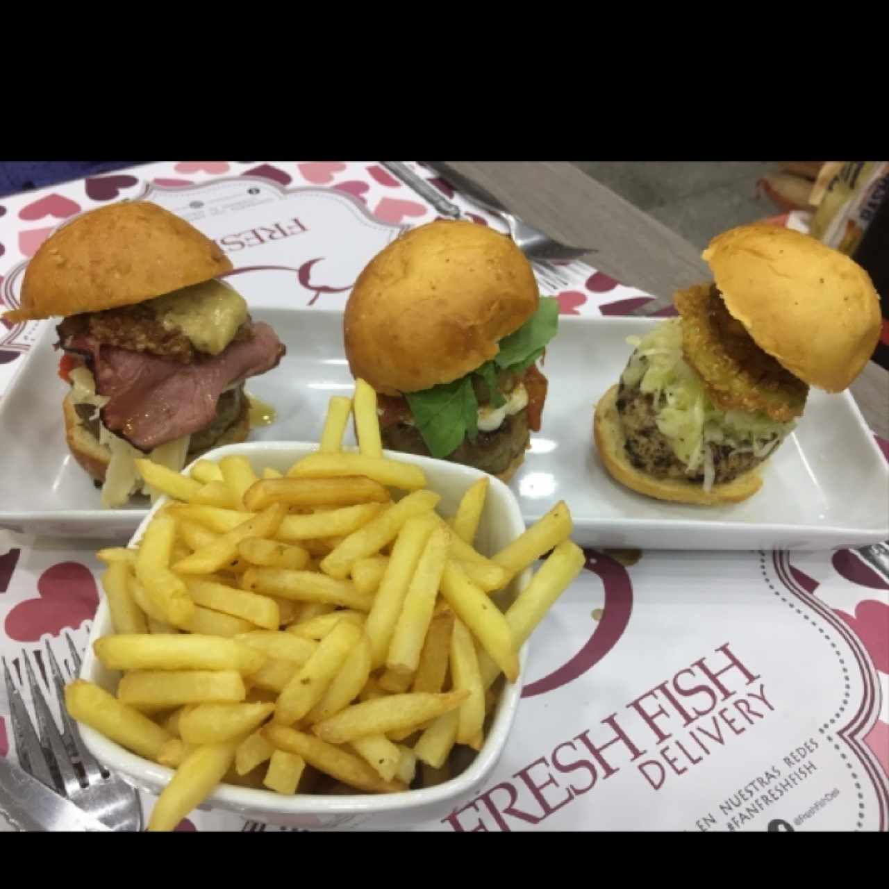 Trío de hamburguesas