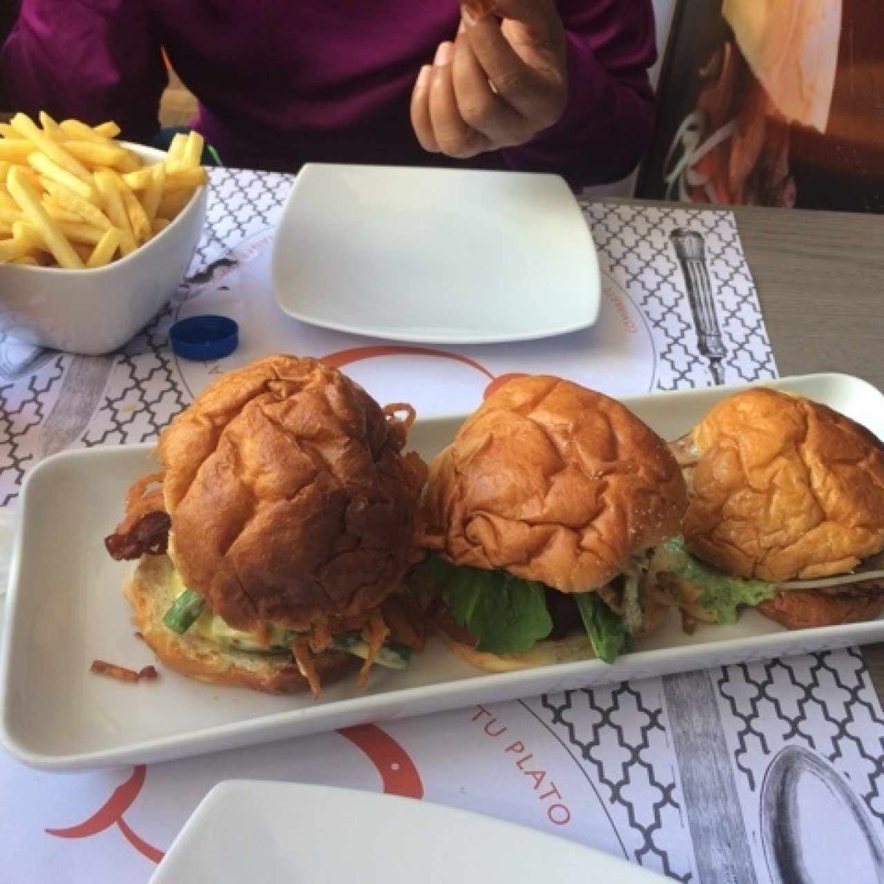 Trío de Hamburguesas, La Jim de Carne, la Fish de pescado y la de Pollo