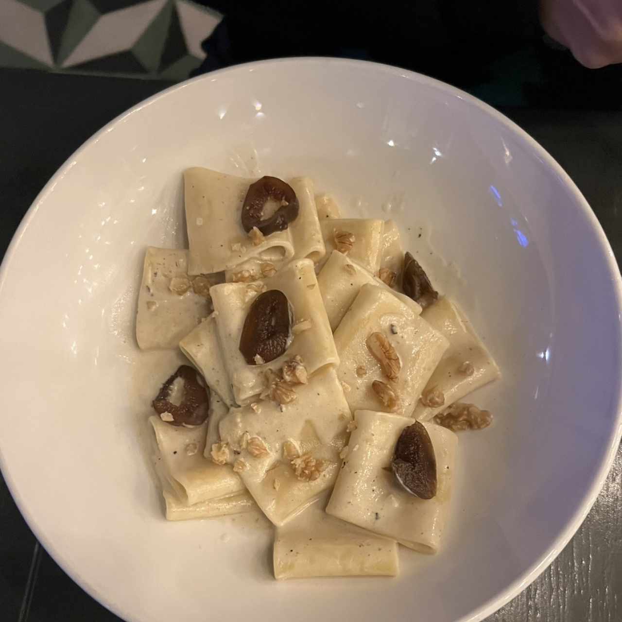 Pasta corta con higo nueces y gorgonzola