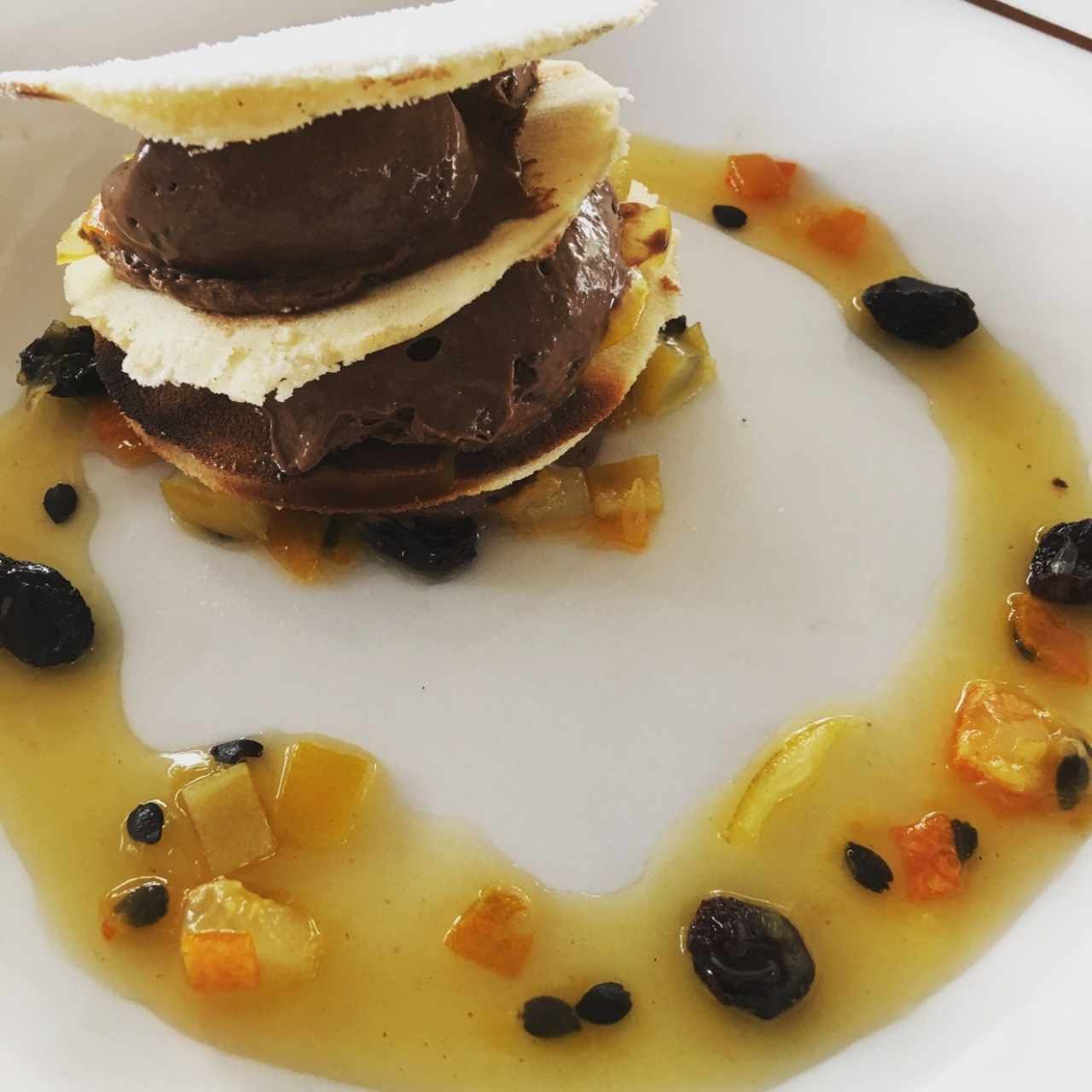 Musse de chocolate con piscina citrica 
