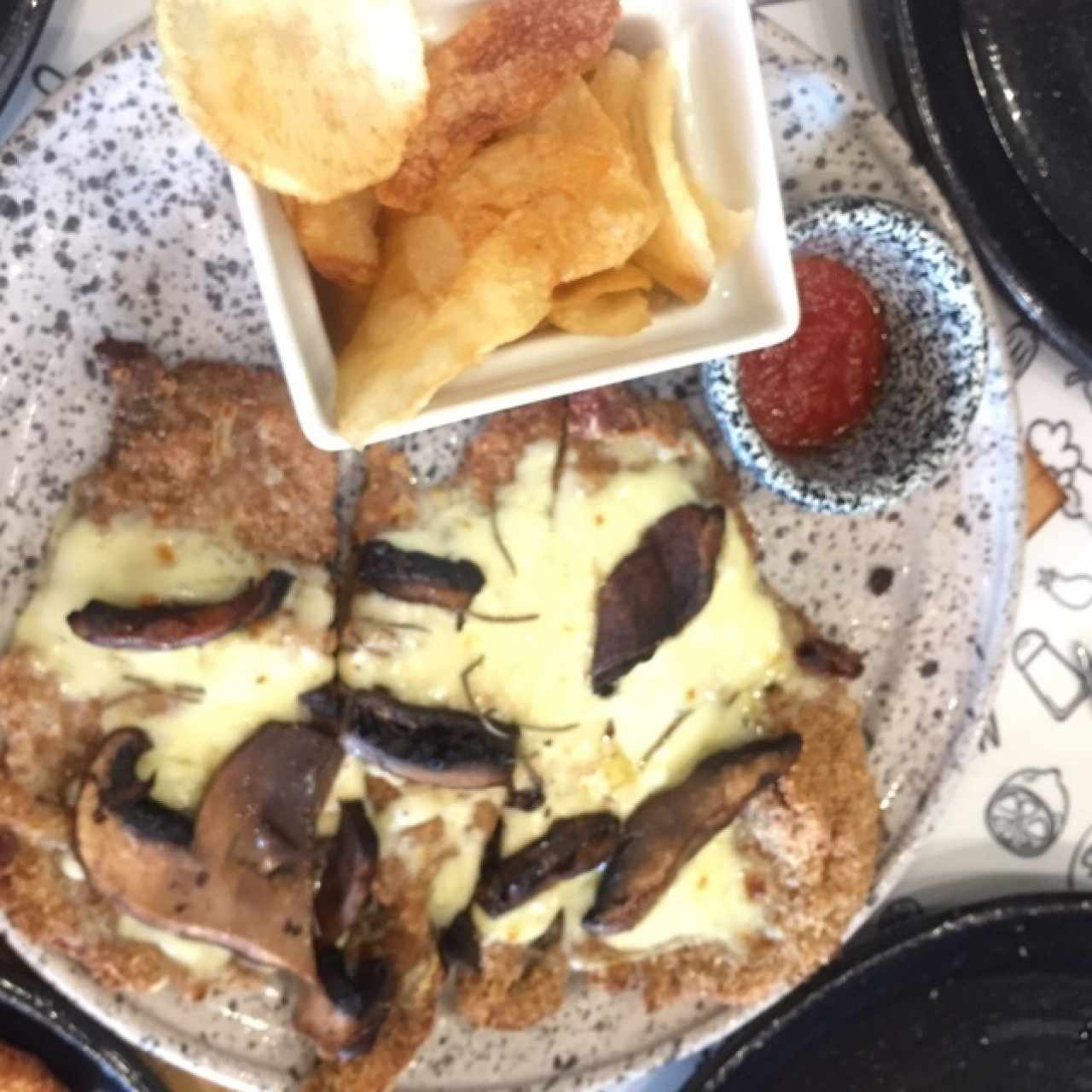 milanesa portobello mozarella romero y aceite de oliva