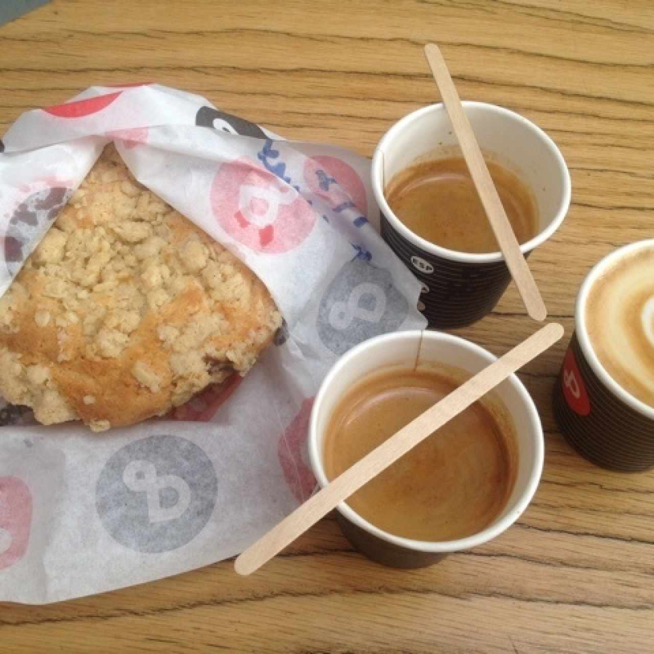 latte, bombon y muffin de limon