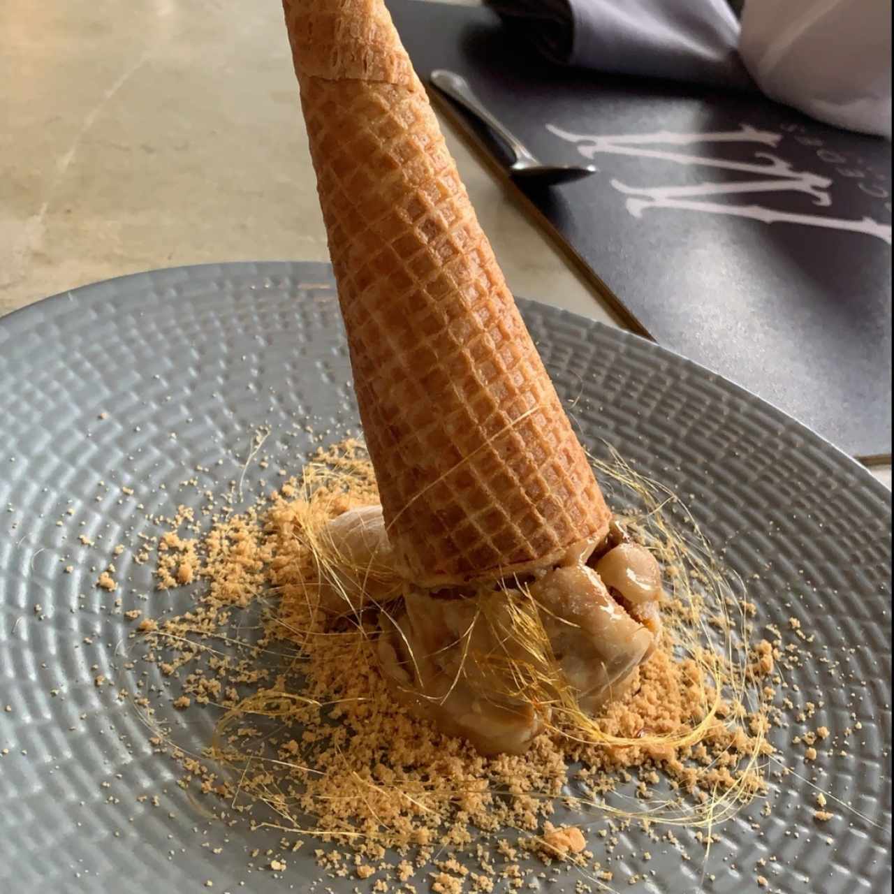barquilla con helado de dulce de leche