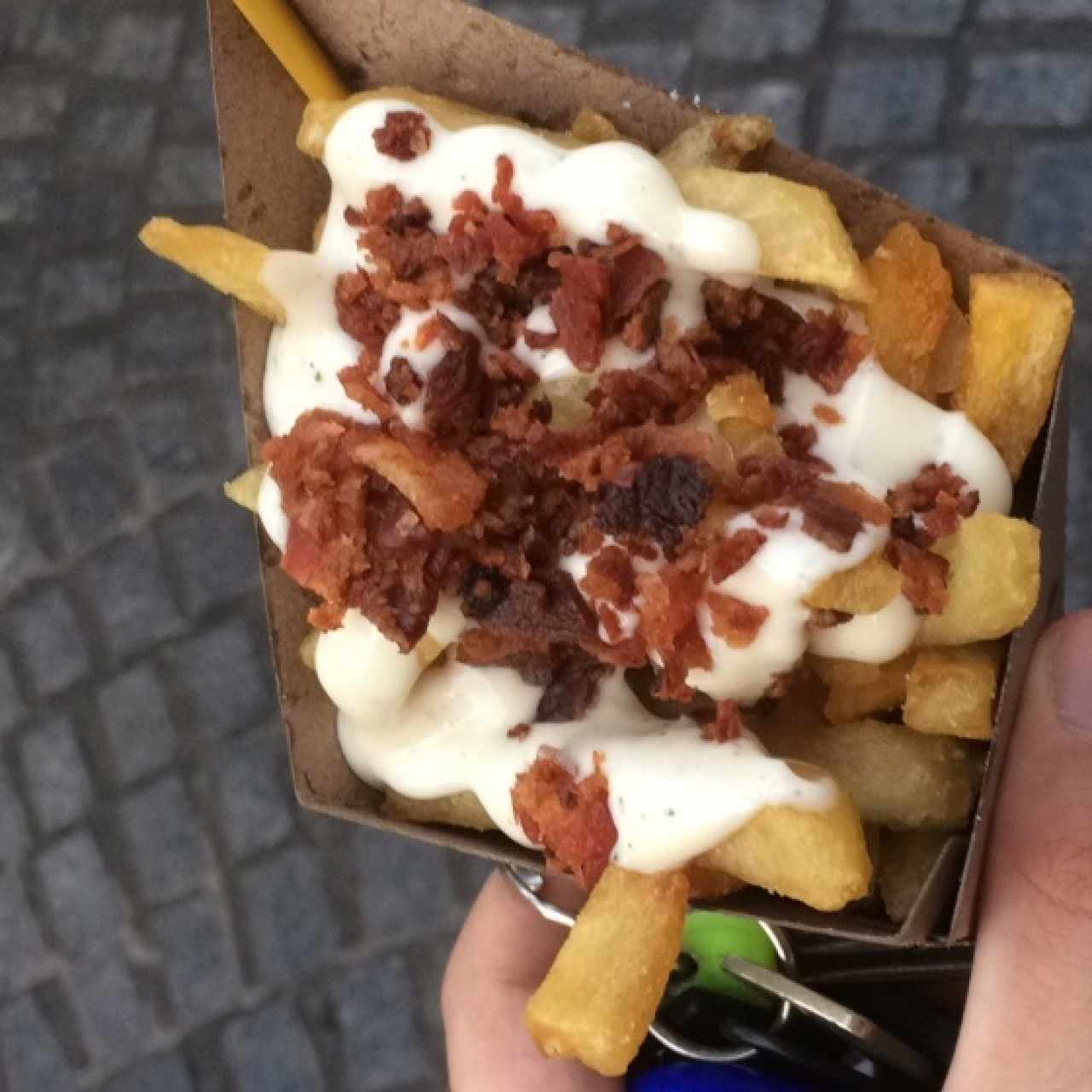 Papas con Salsa de Ajo y Tocino.