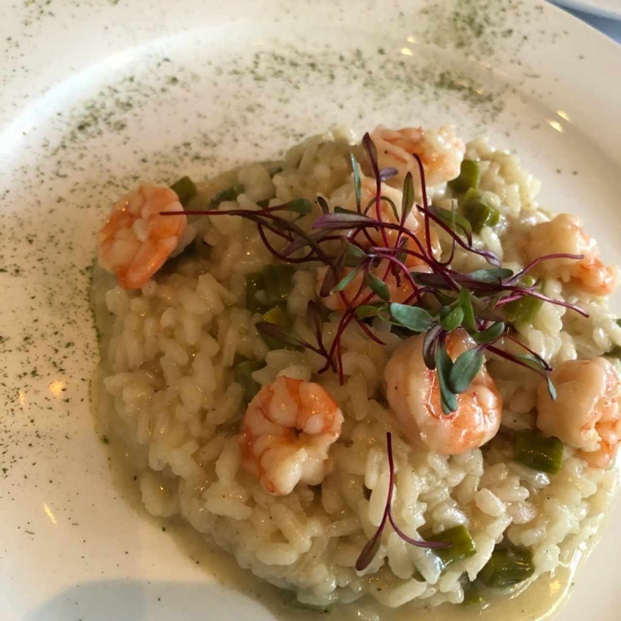 Risotto de camarones y esparragos 