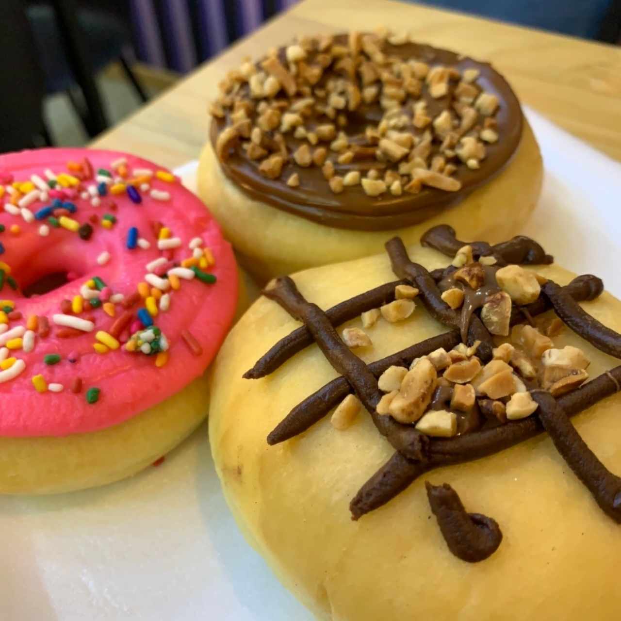 Donas de maní, chocomaní y caramelo