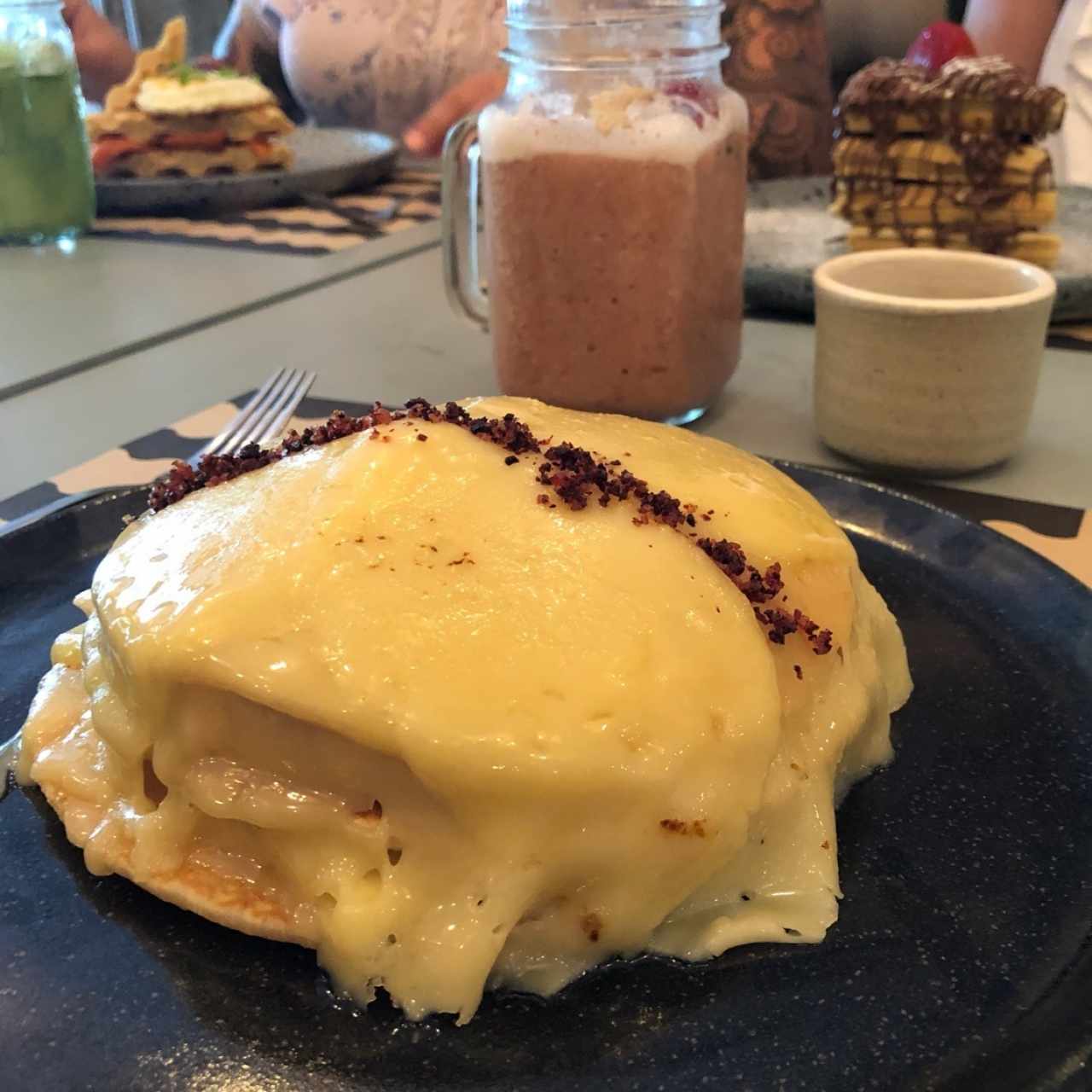 Panquecas Maco, con queso y jamon 