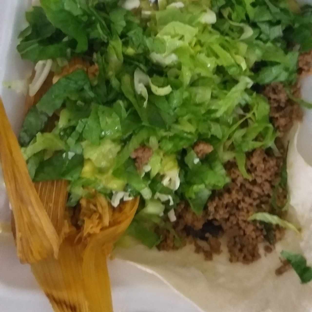 Combo panchito. Tamal, taco, tostada y sincronizada 