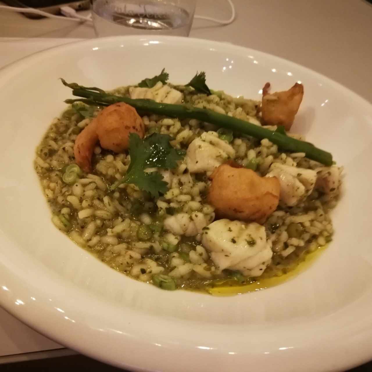 Arroz verde con pescado