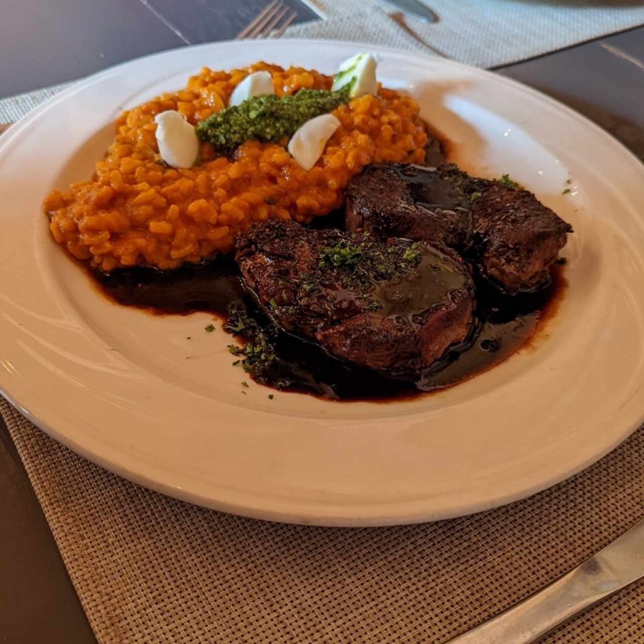 lomito sempre dritto con rissotto napolitana