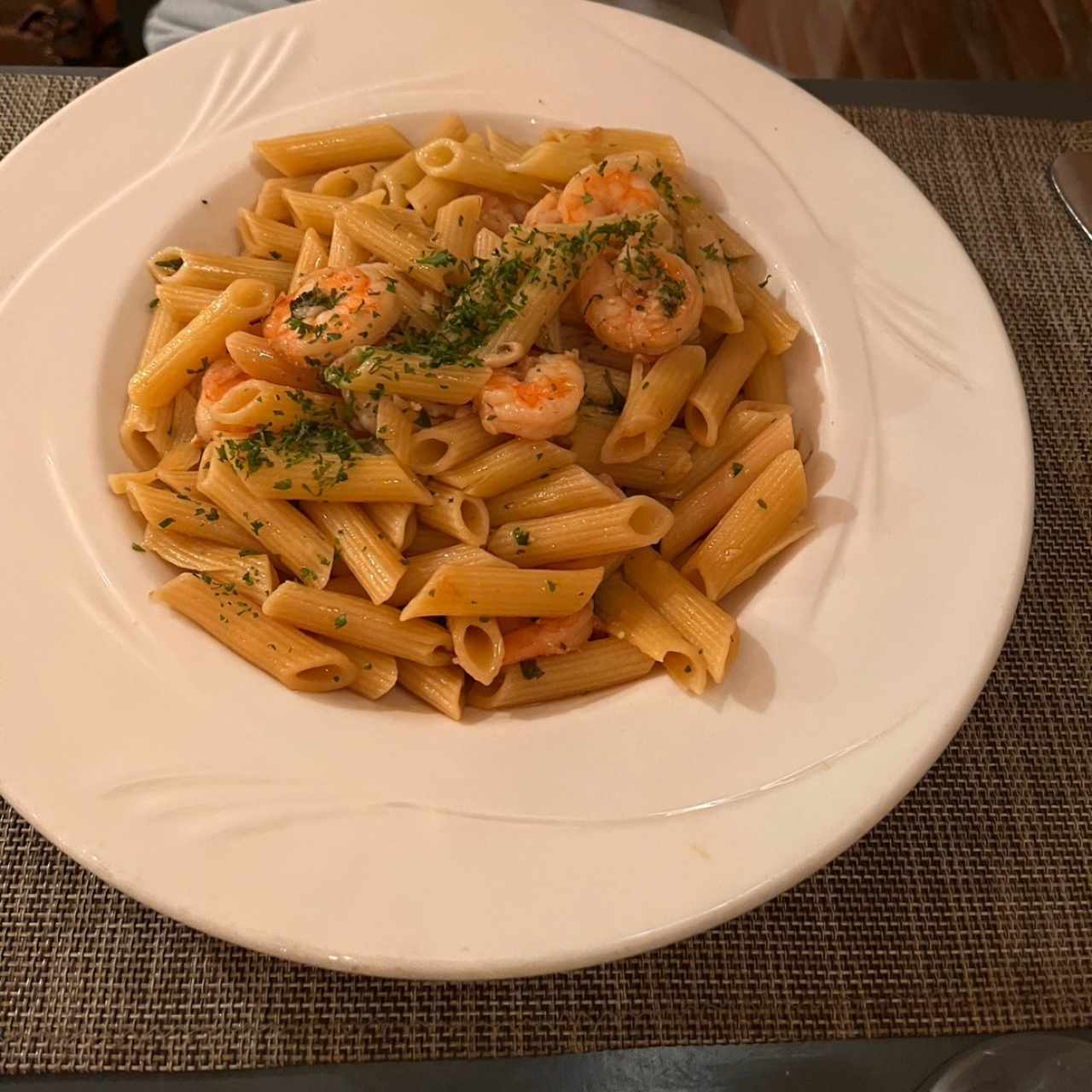 Pasta Oleo y Camarón 