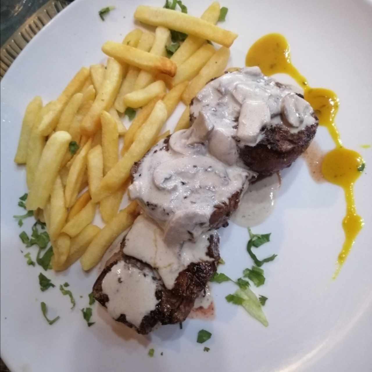 Con crema de champiñones 