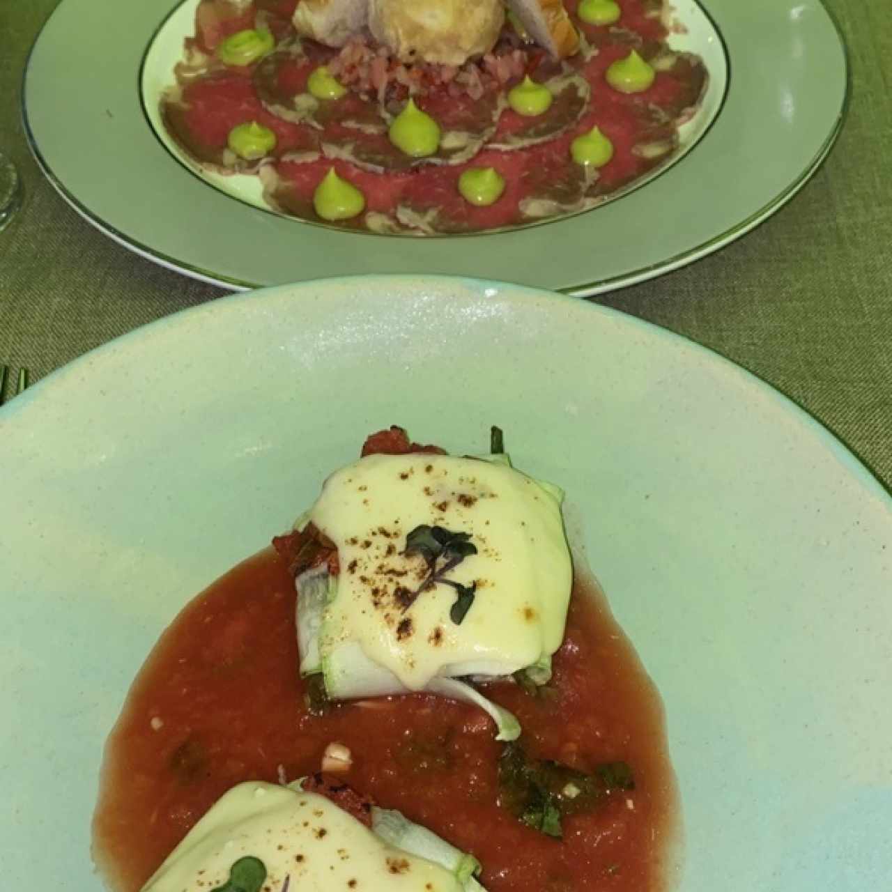 Carpaccio y sopa